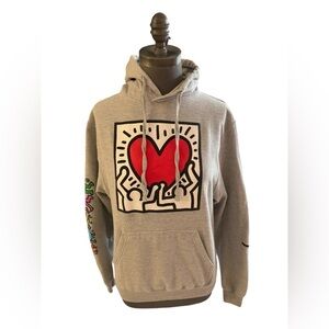 Keith Haring Grey Signature Pullover Hoodie Medium